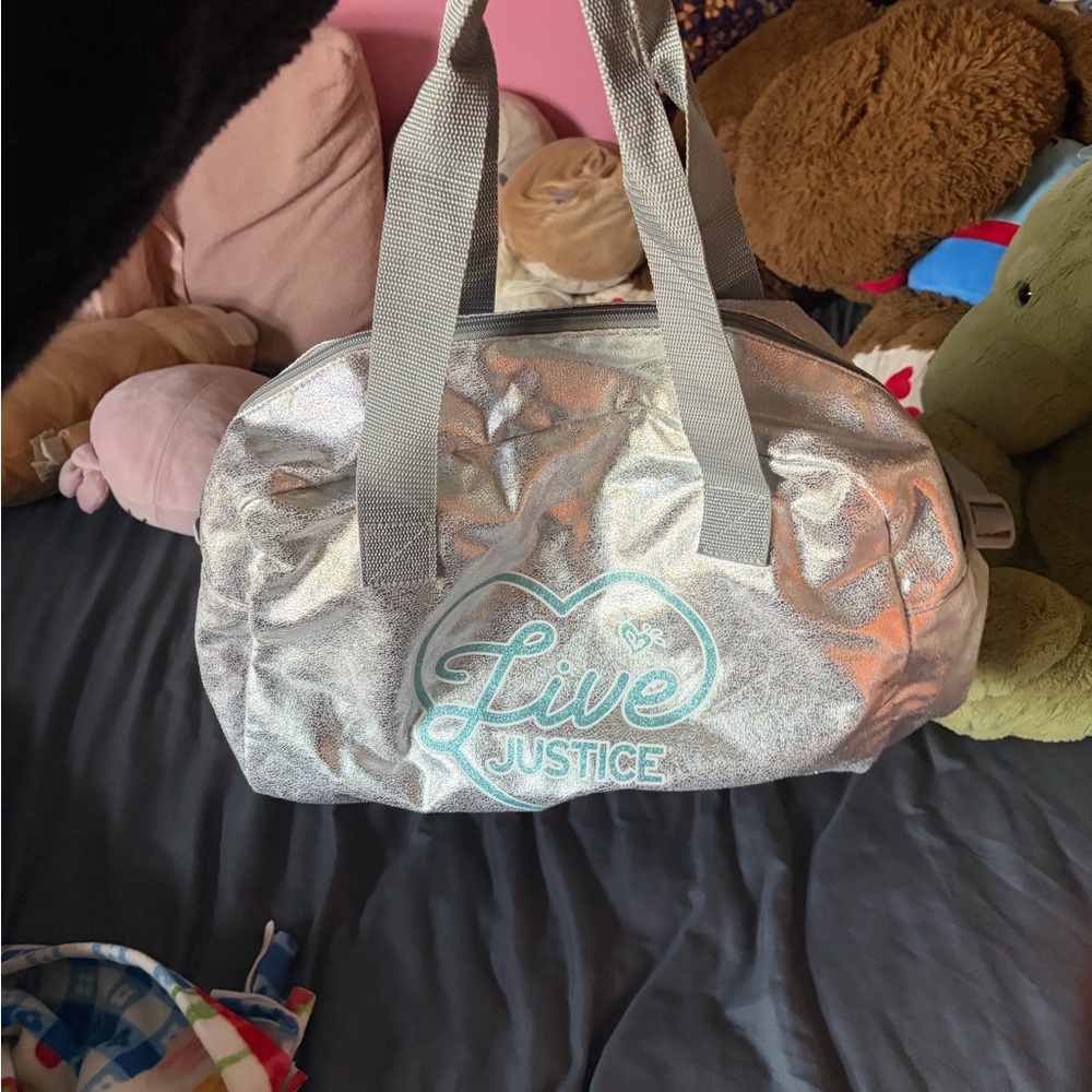 Justice Silver and Blue Travel Bag